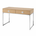 Schreibtisch mit 2 Schubladen 120 x 60 x 76 cm MDF Eiche Dekor verchromter Stahl rechteckig eichefarben silberfarben schwarz