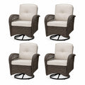 4er Set drehbare Gartensessel mit Armlehnen PE-Rattan Polyesterkissen Stahlgestell Braun Beige Schwarz 72 x 75 x 96 cm