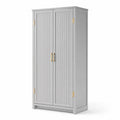 Aufbewahrungsschrank mit 2 Drehtüren MDF rechteckig Grau Goldfarben 90 x 40 x 160 cm