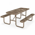 Picknicktisch Set rechteckig pulverbeschichteter Stahl mit 2 Bänken Streckmetall taupe silberfarben 183 x 150 x 74 cm
