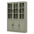 Aufbewahrungsschrank Vitrinenschrank mit 6 Türen 120 x 40 x 180 cm MDF gehärtetes Glas rechteckig salbeigrün schwarz