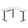 Elektrisch höhenverstellbarer Eckschreibtisch L Form 160 x 120 x 72 bis 118 cm MDF Melamin Stahl weiß schwarz