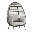 Gartensessel Loungesessel mit Kissen 100 x 90 x 150 cm PE-Rattan pulverbeschichteter Stahl eiförmig Grau Hellgrau Schwarz