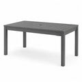 Gartentisch rechteckig 180 x 90 x 75 cm pulverbeschichtetes Aluminium mit Lamellenplatte und Schirmloch Anthrazit