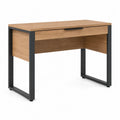Schreibtisch mit Schublade rechteckig Spanplatte Eiche Natur Stahlrahmen Schwarz 120 x 60 x 76 cm