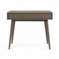 Schreibtisch mit 1 Schublade 100 x 50 x 76 cm MDF Melamin Kautschukholz rechteckig graubraun goldfarben